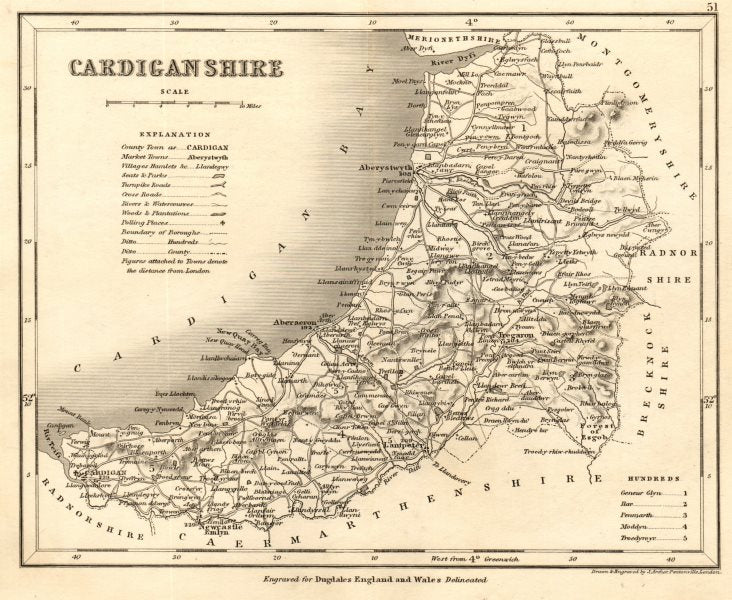 NOTTINGHAMSHIRE county map by DUGDALE/ARCHER. Seats canals polling places 1845