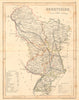 DERBYSHIRE county map by ARCHER & DUGDALE. Peak District. Polling places c1845