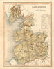 LANCASHIRE map by ARCHER & DUGDALE. Seats canals polling places c1845 old