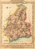 Antique map of County Durham by James Wallis. Hand coloured 1810 old