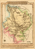 Antique county map of Huntingdonshire by James Wallis. Hand coloured 1810