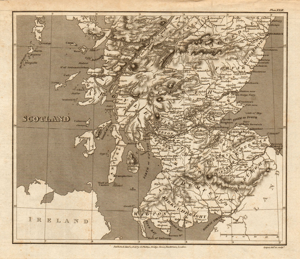Antique map of Southern SCOTLAND by Henry Cooper for Benjamin Capper 1808