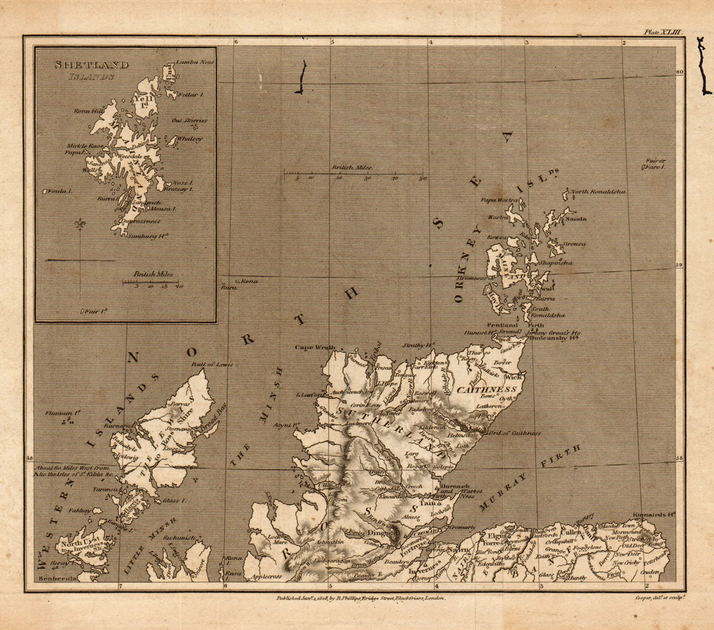 Antique map of northern SCOTLAND by Henry Cooper for Benjamin Capper 1808