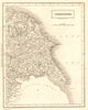 Antique county map of eastern YORKSHIRE by Sidney Hall 1833 old