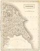 Antique county map of eastern YORKSHIRE by Sidney Hall 1832 old