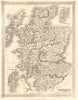 Decorative antique map of Scotland by Alexander Findlay c1834 old