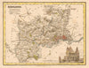 Antique county map of Middlesex by Archibald Fullarton. London railways c1833