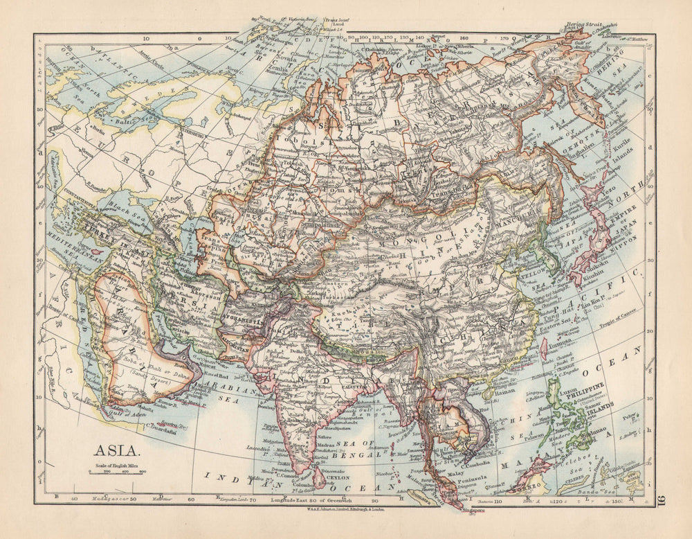 ASIA POLITICAL. Persia Siam Hejaz China Japan Korea Turkestan Annam 1901 map