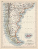 PATAGONIA. Argentina/Chile Andes Cordillera border dispute. JOHNSTON 1901 map