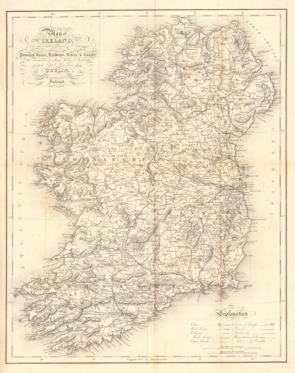 "Map of Ireland, divided into provinces & counties…" LEWIS/DOWER/CREIGHTON 1846