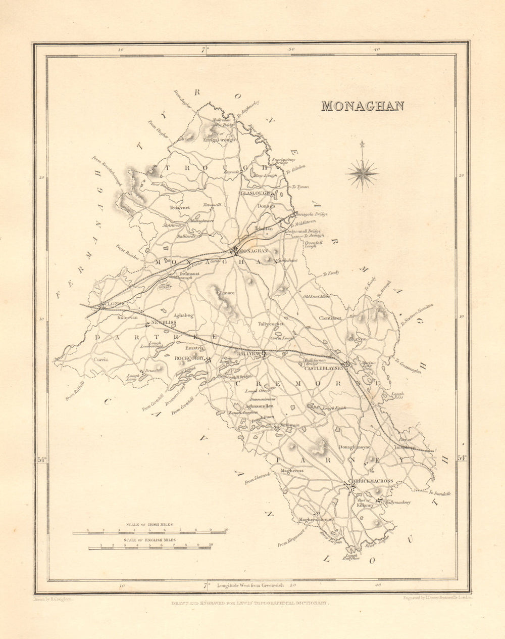 COUNTY MONAGHAN antique map for LEWIS by CREIGHTON & DOWER - Ireland 1846