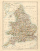 ENGLAND AND WALES Counties Westmorland Telegraph cables JOHNSTON 1892 old map