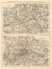 LONDON & MANCHESTER Environs Lancs Cheshire Middx Surrey JOHNSTON 1892 old map