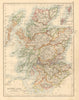 SCOTLAND Counties Undersea telegraph cables JOHNSTON 1892 old antique map