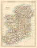 IRELAND Showing counties Undersea telegraph cables JOHNSTON 1892 old map