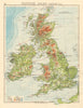 BRITISH ISLES RELIEF Showing isotherms in January & July JOHNSTON 1892 old map