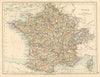 FRANCE German Alsace & Lorraine Undersea telegraph cables JOHNSTON 1892 map