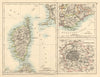 CORSICA Riviera Côte d'Azur Paris environs France JOHNSTON 1892 old map