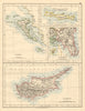 ATHENS & GREEK ISLANDS Corfu Crete Cyprus Candia Greece JOHNSTON 1892 old map