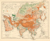 ASIA PHYSICAL Relief Mountain heights Ocean depths Rivers JOHNSTON 1892 map