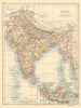 BRITISH INDIA Showing states Burma Nepal Bhutan Ceylon JOHNSTON 1892 old map