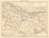 BRITISH INDIA NE Bengal Nepal Bhutan Calcutta Bangladesh JOHNSTON 1892 old map