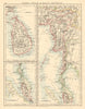 BURMA CEYLON SIAM MALAY PENINSULA Assam Singapore Thailand 1892 old map