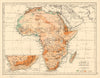 AFRICA PHYSICAL Relief ocean depths rivers JOHNSTON 1892 old antique map chart