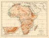 AFRICA PHYSICAL Relief ocean depths rivers JOHNSTON 1892 old antique map chart