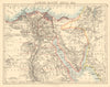 LOWER EGYPT & SINAI provinces Nile valley/delta Railways JOHNSTON 1892 old map