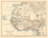 COLONIAL WEST AFRICA Tribal areas Caravan routes Grain Gold Slave Coast 1892 map
