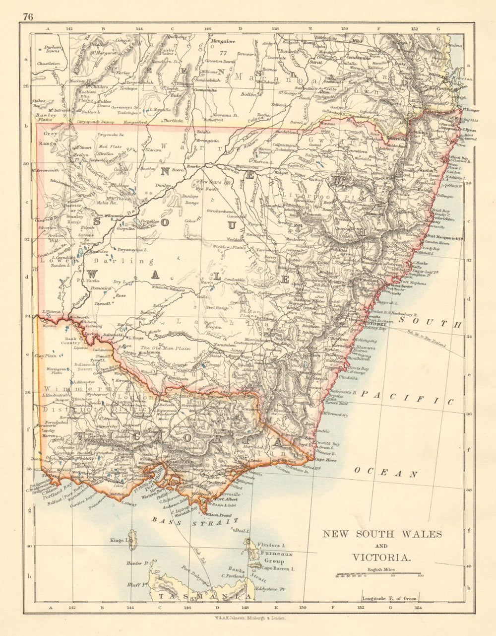 NEW SOUTH WALES & VICTORIA Shows railways telegraph cables Australia 1892 map