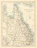 QUEENSLAND State map Brisbane Gold Coast Railways Australia JOHNSTON 1892