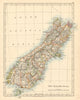 SOUTH ISLAND NEW ZEALAND Showing counties Telegraph cables JOHNSTON 1892 map