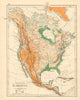NORTH AMERICA PHYSICAL Relief Key mountains heights Ocean depths  1892 old map