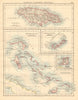 CARIBBEAN/ATLANTIC ISLANDS Jamaica Bermuda Bahamas Trinidad JOHNSTON 1892 map