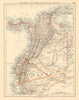 ANDEAN STATES Colombia Ecuador Panama South America JOHNSTON 1892 old map