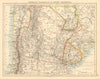 URUGUAY PARAGUAY ARGENTINA Chilean Puna de Atacama JOHNSTON 1892 old map