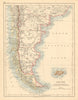 PATAGONIA Southern Argentina & Chile Falkland Islands JOHNSTON 1892 old map
