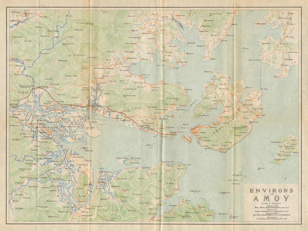 'Environs of Amoy'. Xiamen antique town city plan. China 1924 old map