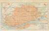 'Canton'. Guangzhou antique town city plan. China 1924 old map chart