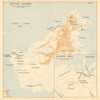 British Borneo 1941. Sarawak Brunei. Kuching area 1957 old vintage map chart