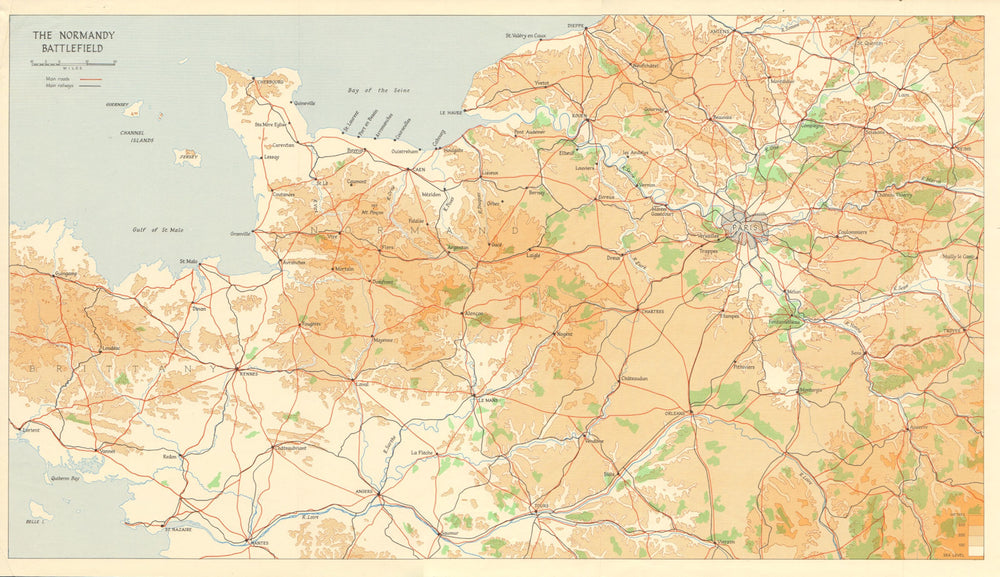 The Normandy Battlefield. Operation Overlord / Neptune. D-Day 1944 1962 map
