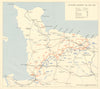 D-Day Normany landings. Situation midnight 31 July 1944. Overlord 1962 old map