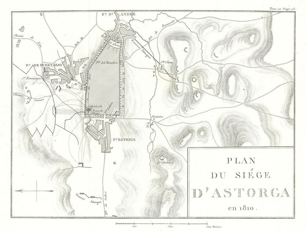 Plan of the Siege of Astorga in 1812—León, Spain—Peninsular War 1817 old map