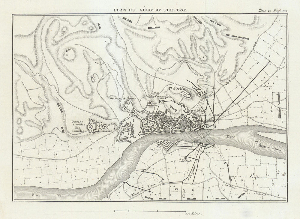Plan of the Siege of Tortosa 1810-11—Catalonia, Spain—Peninsular War 1817 map