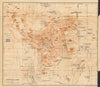 Jerusalem antique town city plan. Israel 1912 old map chart