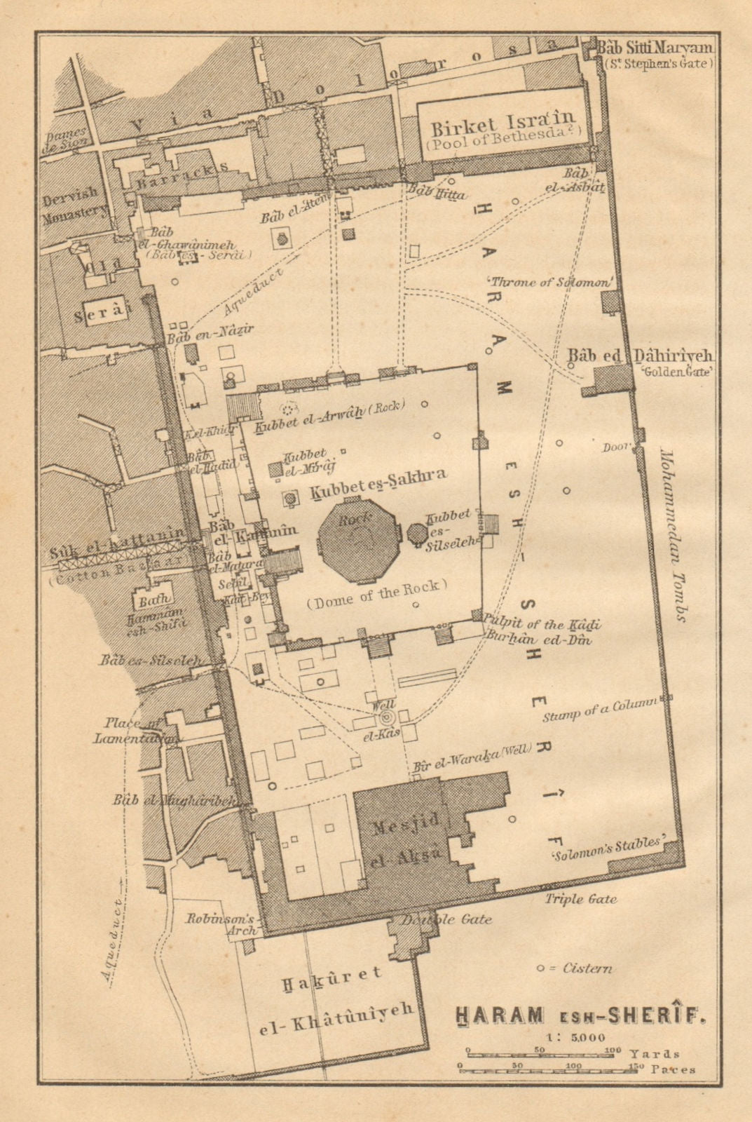 Haram Esh-Sherif plan. Temple Mount. Dome of the Rock. Jerusalem 1912 ...