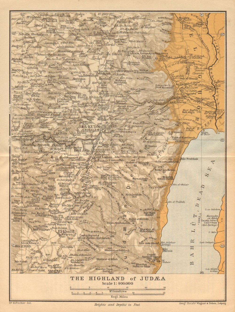 Highlands of Judea. West Bank Israel Palestine 1912 old antique map plan chart