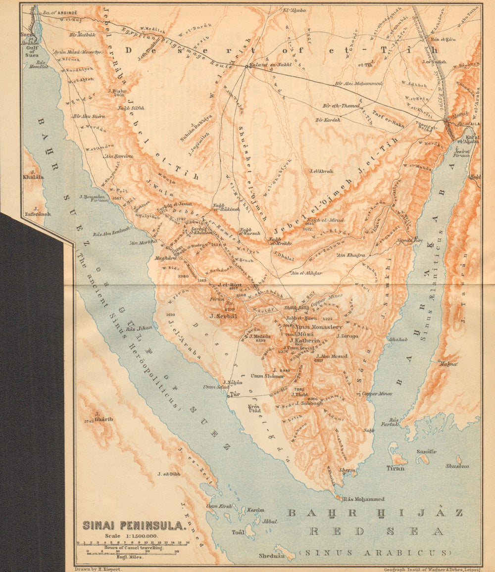Sinai Peninsula, Egypt. Gulfs of Aqaba & Suez. Sharm el-Sheikh Eilat 1912 map